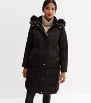 New Look Maternity Black Long Hooded Puffer Jacket